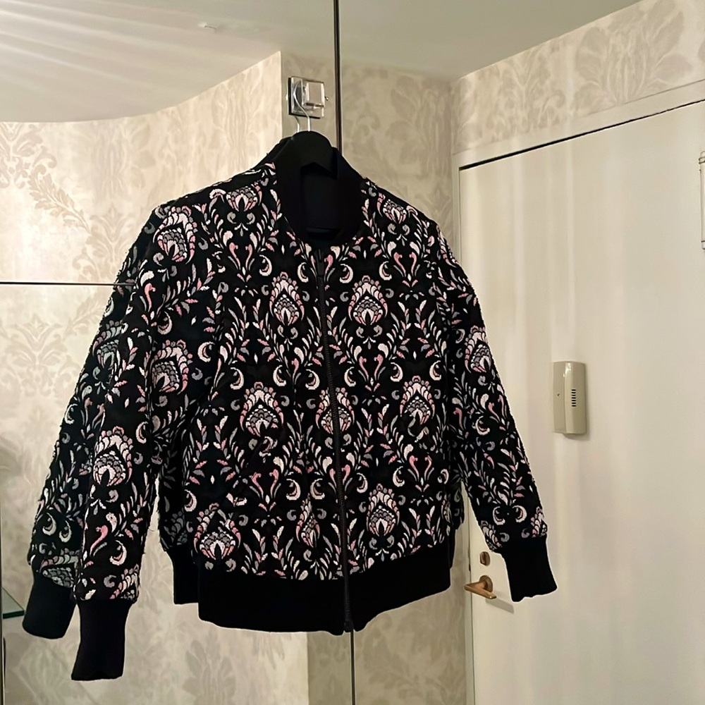 The Kooples - Floral Print Embroidered - Zippered Bomber Jacket - Size XSmall